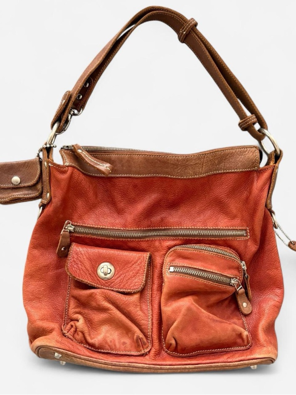 Vintage Roots Canada Orange Tan Leather Crossbody Bag